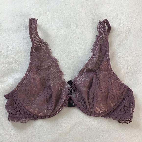 Victoria’s Secret Very Sexy Lace Plunge Bra Studded Trim 34C - Picture 9 of 13